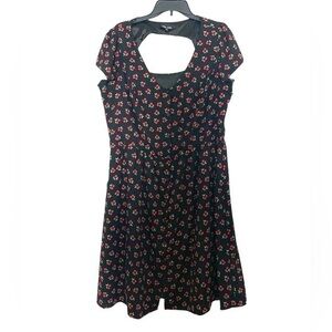 City Chic Pinup Picabo Cutout Midi Dress Cherry Black Red Green Size 18